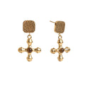 Italian Riviera Cross Earrings - 18k Gold with Gem Details