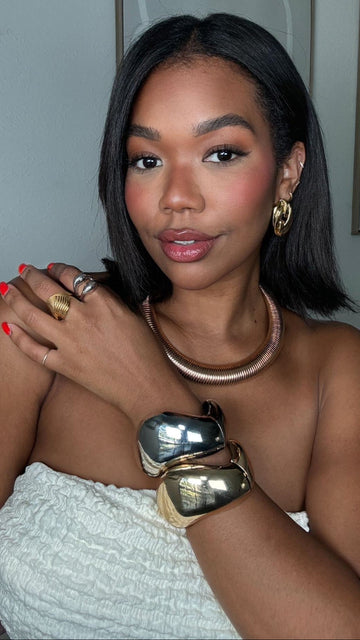 Oversized Irregular Cuff Bracelet - High-Gloss for Stacking