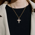 24k Gold Plated Crystal Cross Necklace | River Raine