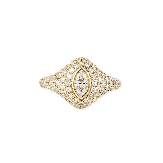 Full Pave Pinky Signet Ring - 18k Gold Over Sterling Silver