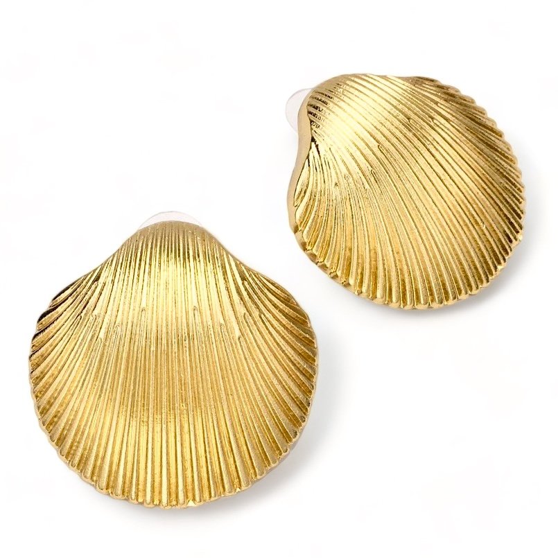 Ariel Seashell Earrings - Bold Studs in Gold or Silver