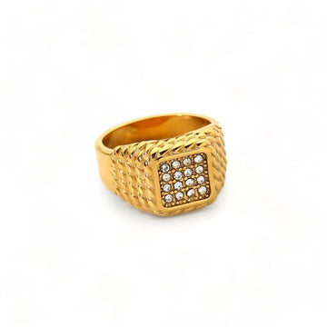 Chunky Square CZ Menswear Ring - Unisex 80s & 90s Inspired