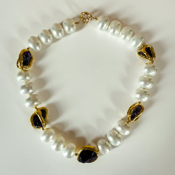 Mega Pearl & Amethyst Necklace