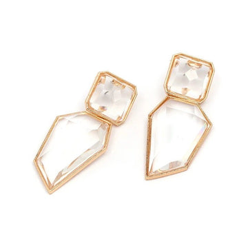 18k Gold Geometric Drop Earrings - Modern Design