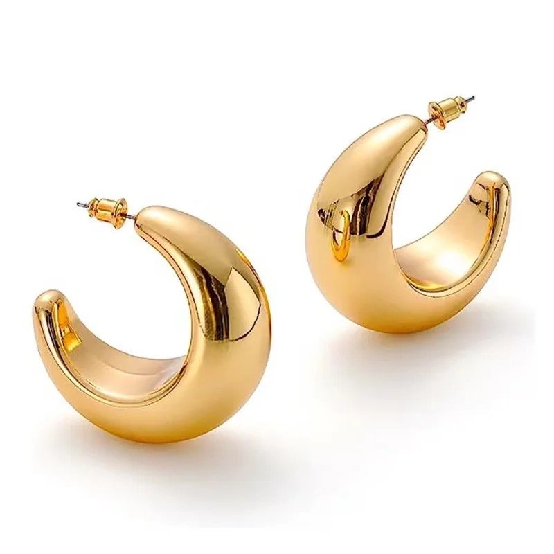 Chunky Crescent Gold Hoops - Versatile & Timeless