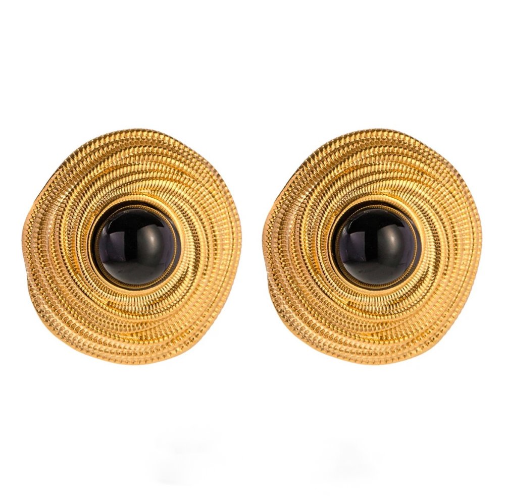 Vintage-Inspired Circle Agate Studs - Large 80s & 90s Style