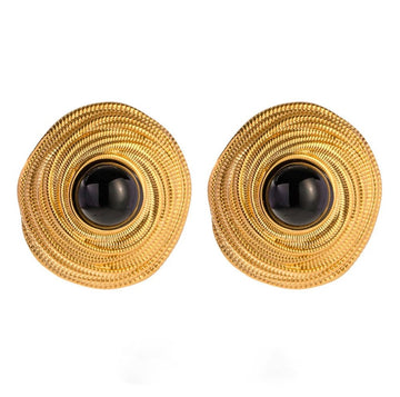 Vintage-Inspired Circle Agate Studs - Large 80s & 90s Style