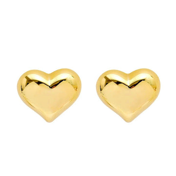 Large Puffy Heart Stud Earrings - Available in Gold and Silver