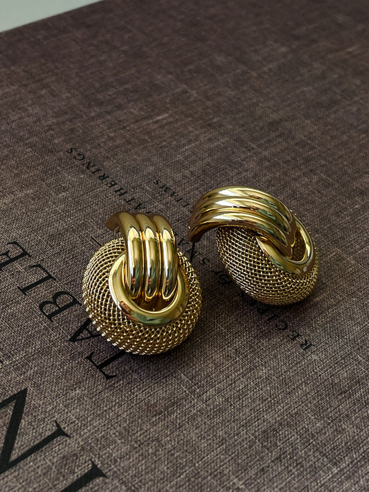 Large Gold Knot Earrings