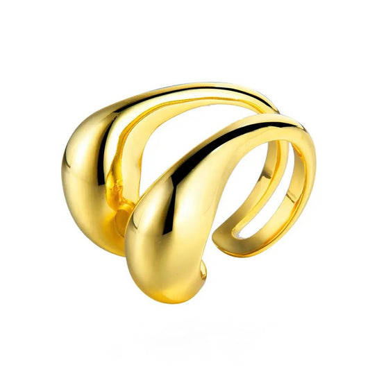 Gold Vermeil Double Bubble Ring - Unique Geometric Design