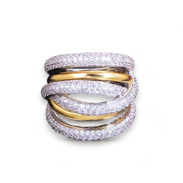 Two-Tone Infinite Stacking Ring - Mixed Metal with CZs