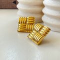 90's Square Earrings - Bold 18k Gold Statement Studs