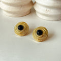 Vintage-Inspired Circle Agate Studs - Large 80s & 90s Style
