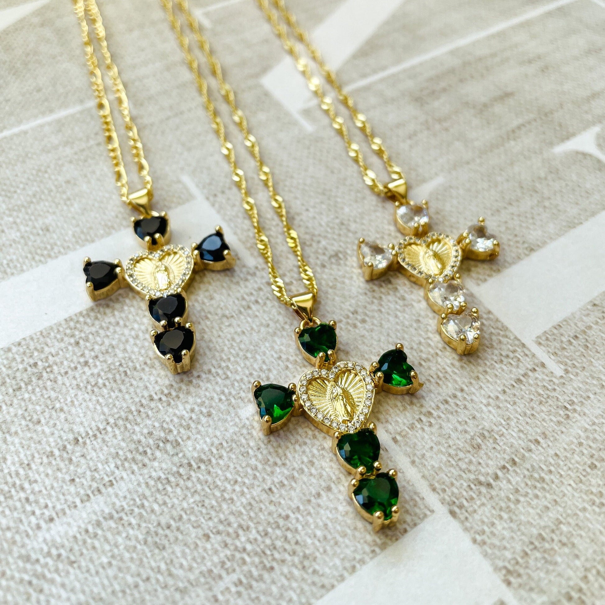 24k Gold Plated Crystal Cross Necklace | River Raine