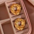Hammered Gold Circle Earrings - 80s & 90s Style