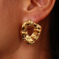 Hammered Gold Circle Earrings - 80s & 90s Style