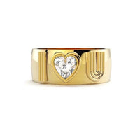 I Love You Ring - Gold Vermeil with Heart CZ Stone
