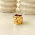 Bold Hammered Cigar Ring in 18k Gold - High-Shine & Chunky