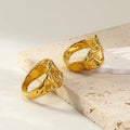 18k Gold Nugget Ring - Unique Molten Lava Design