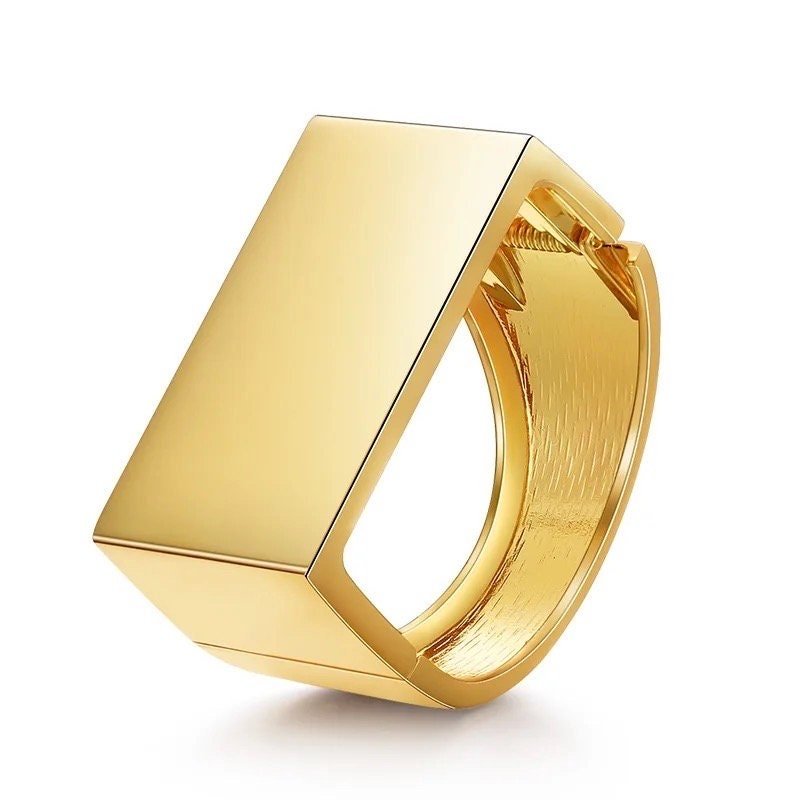 18k Gold Geometric Cuff Bracelet - Bold & Sophisticated