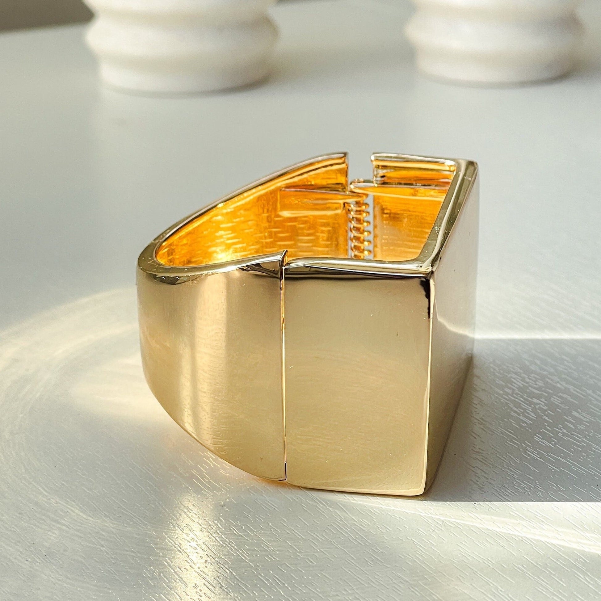 18k Gold Geometric Cuff Bracelet - Bold & Sophisticated