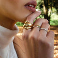 Unique Geometric Dome Ring - Gold Vermeil, Stackable