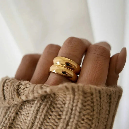 Chunky Double Dome Ring in 18k Gold - Standout Style