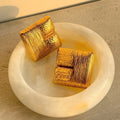 Bold 18k Gold Retro Square Stud Earrings - 80s and 90s Style