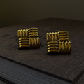 90's Square Earrings - Bold 18k Gold Statement Studs