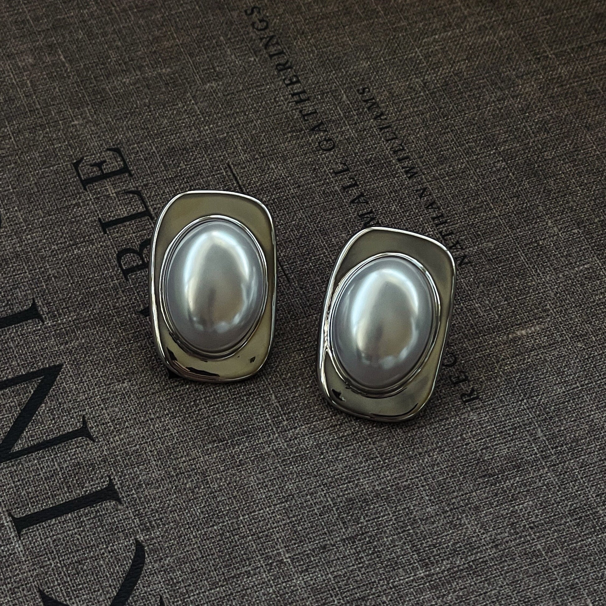 Luxurious Big Pearl Rectangle Earrings - Faux Pearl Studs